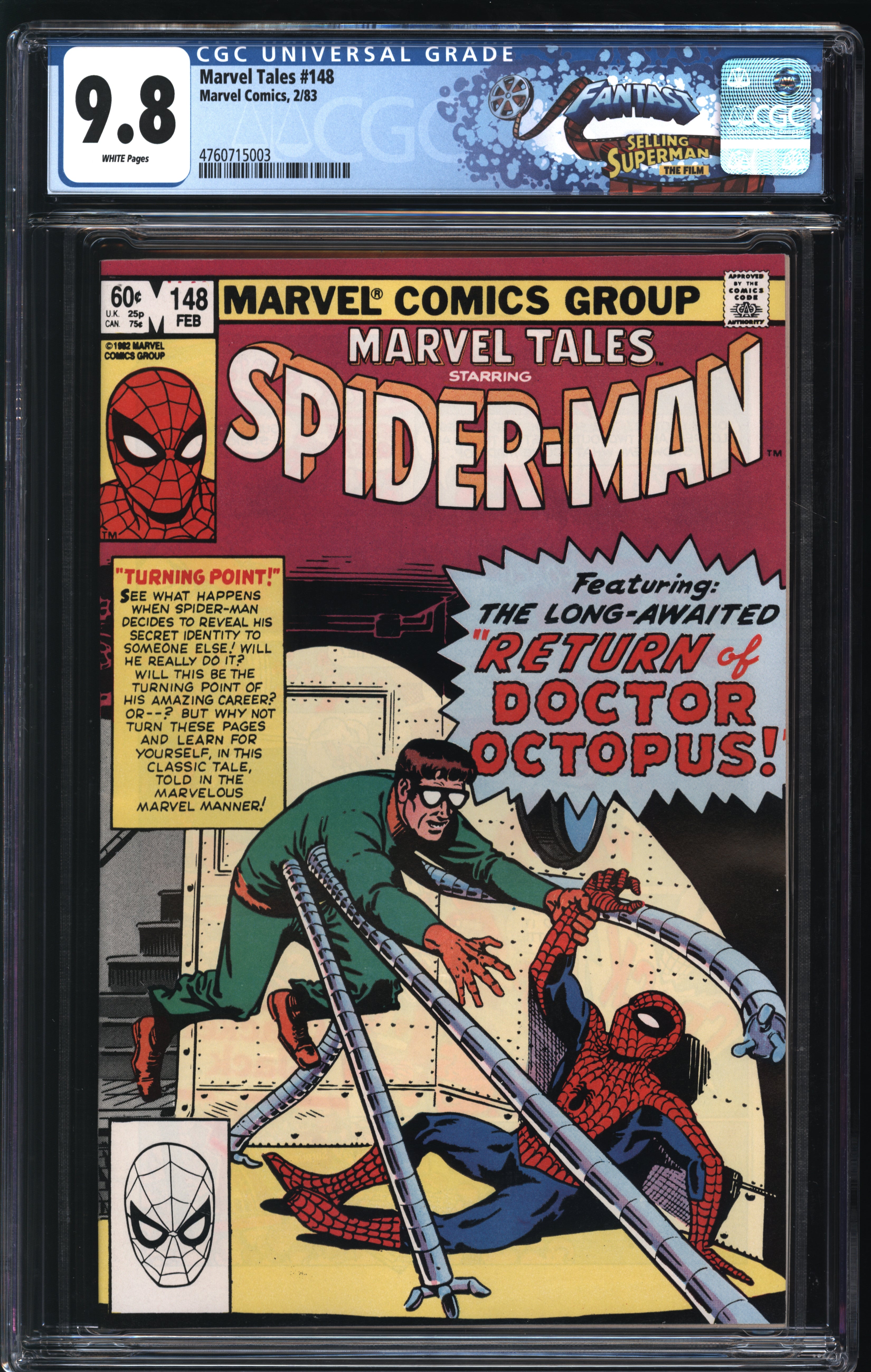 Marvel Comics Marvel Tales #148 2/83 FANTAST CGC 9.8 White Page