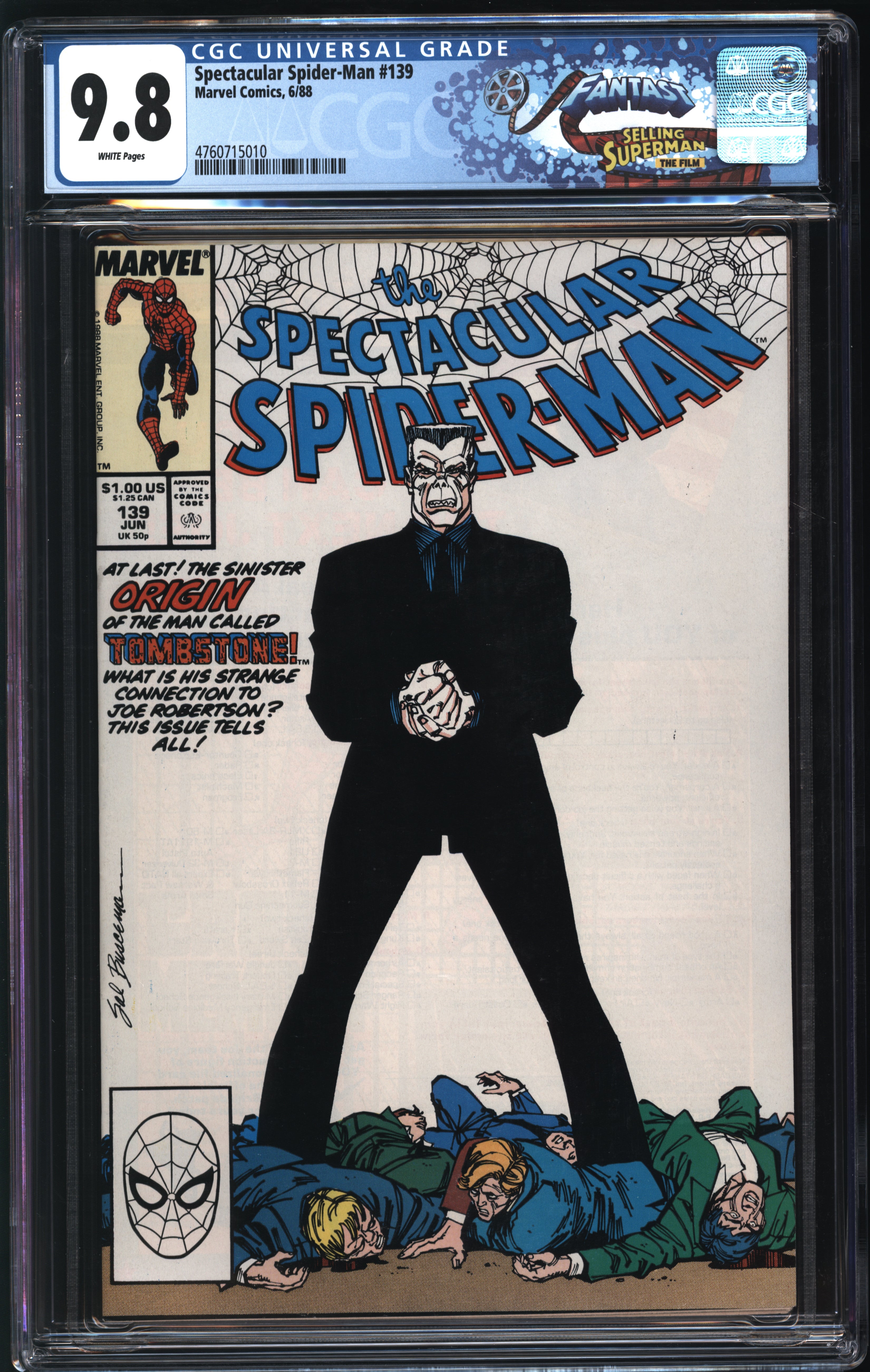 Marvel Comics Spectacular Spider-Man #139 6/88 FANTAST CGC 9.8 White Page