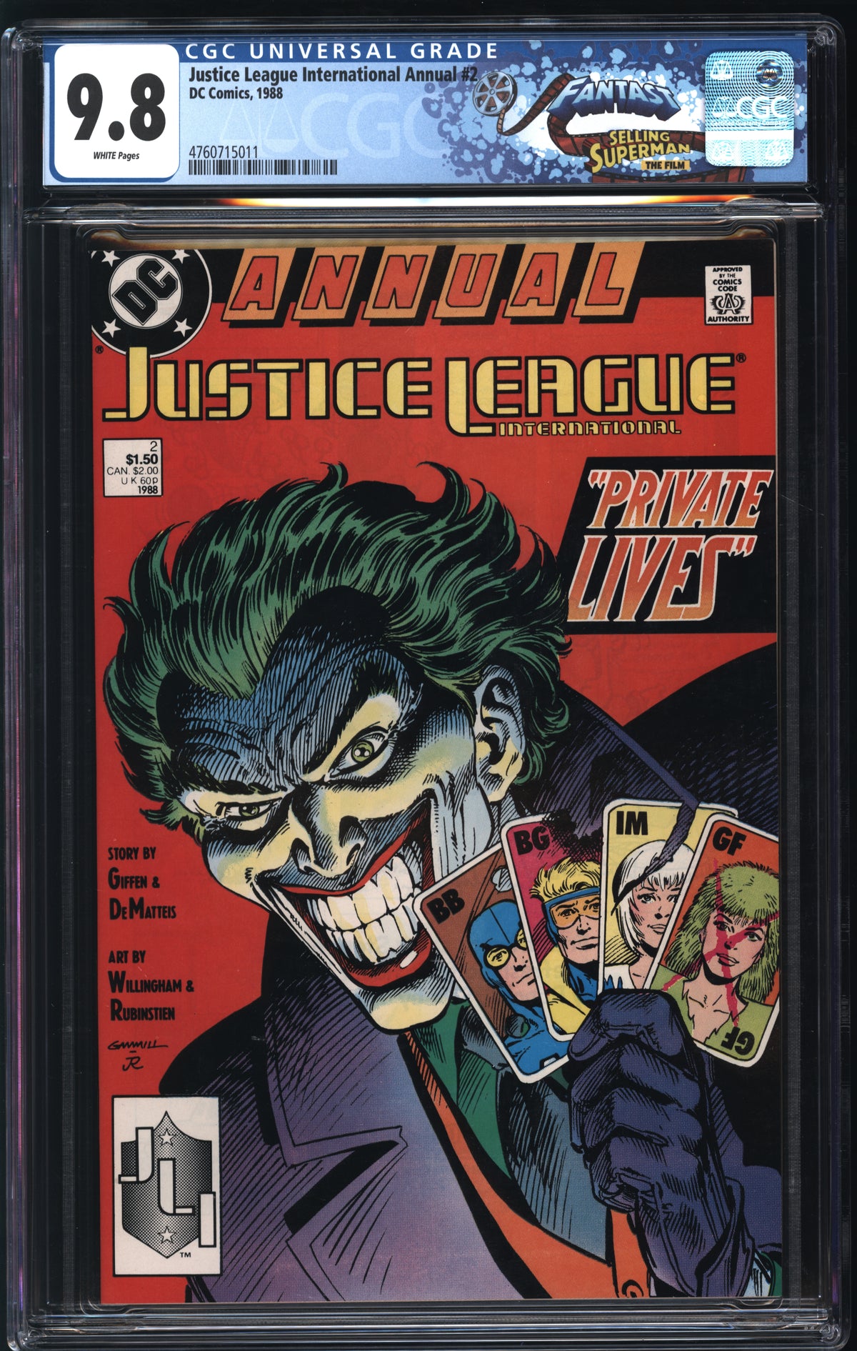 D.C. Comics Justice League International Annual #2 1988 FANTAST CGC 9.8 White Pages