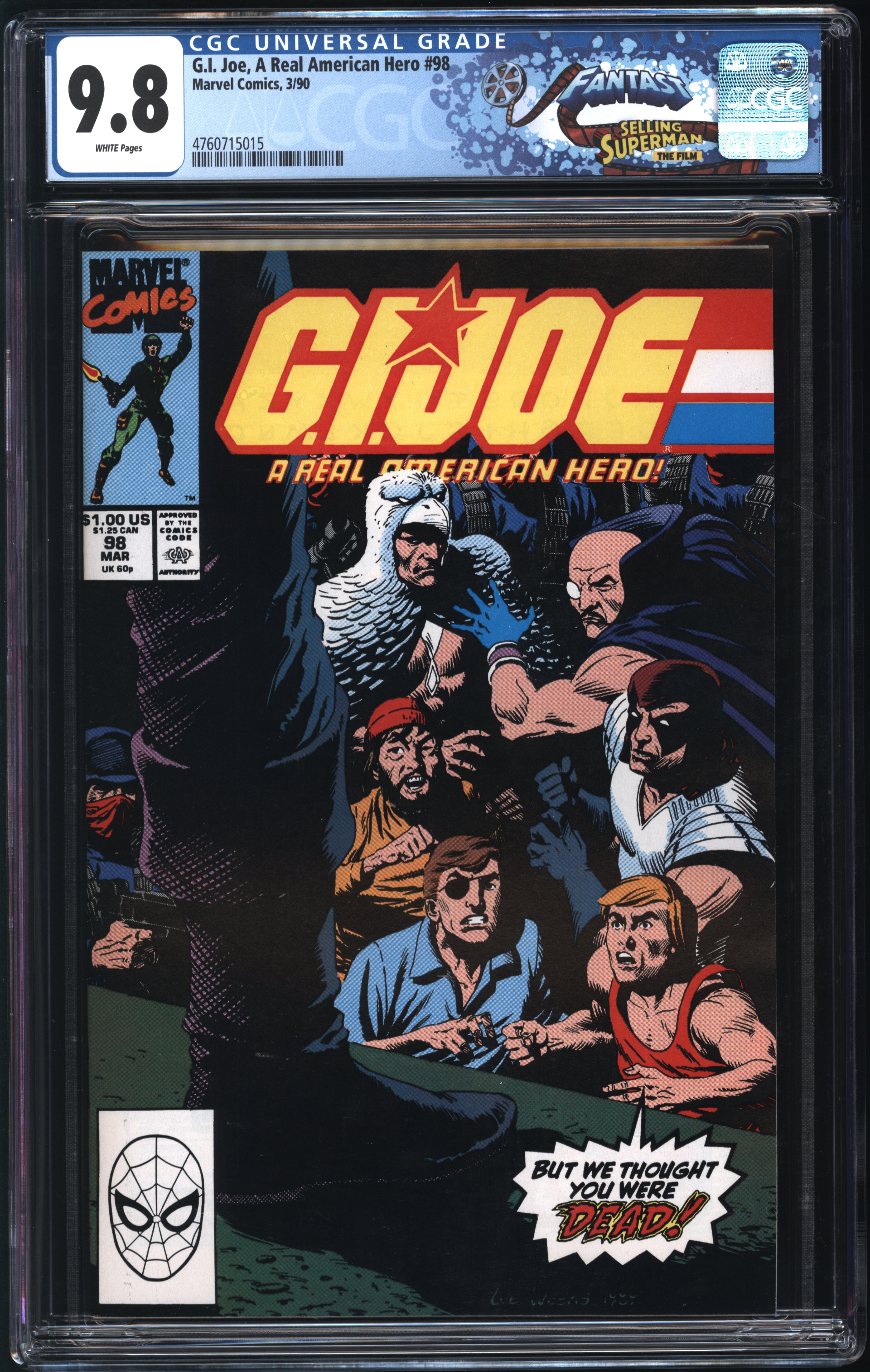 Marvel Comics G.I. Joe, A Real American Hero #98 3/90 FANTAST CGC 9.8 White Page
