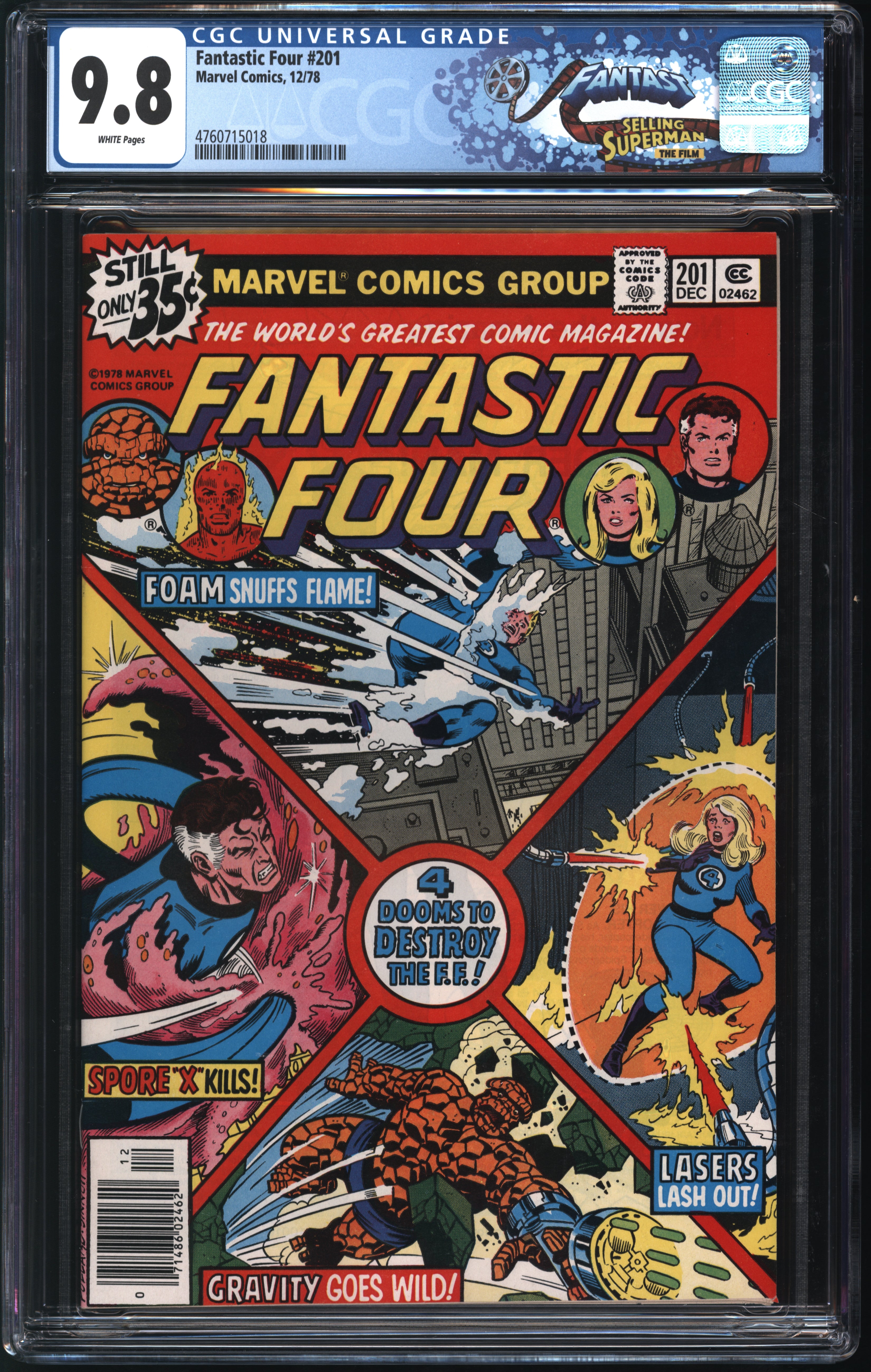 Marvel Comics Fantastic Four #201 12/78 FANTAST CGC 9.8 White Pages