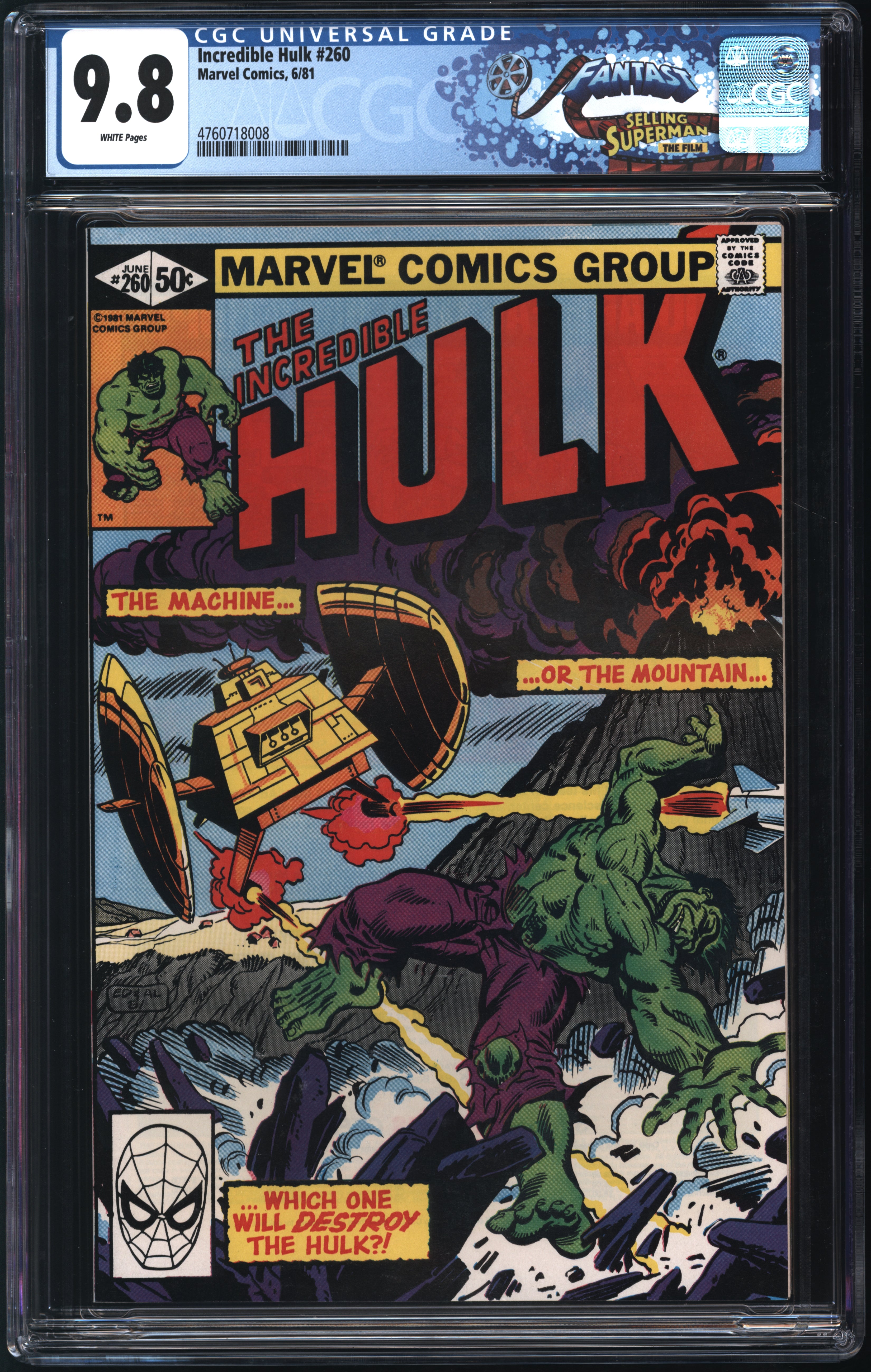 Marvel Comics Incredible Hulk #260 6/81 FANTAST CGC 9.8 White Pages
