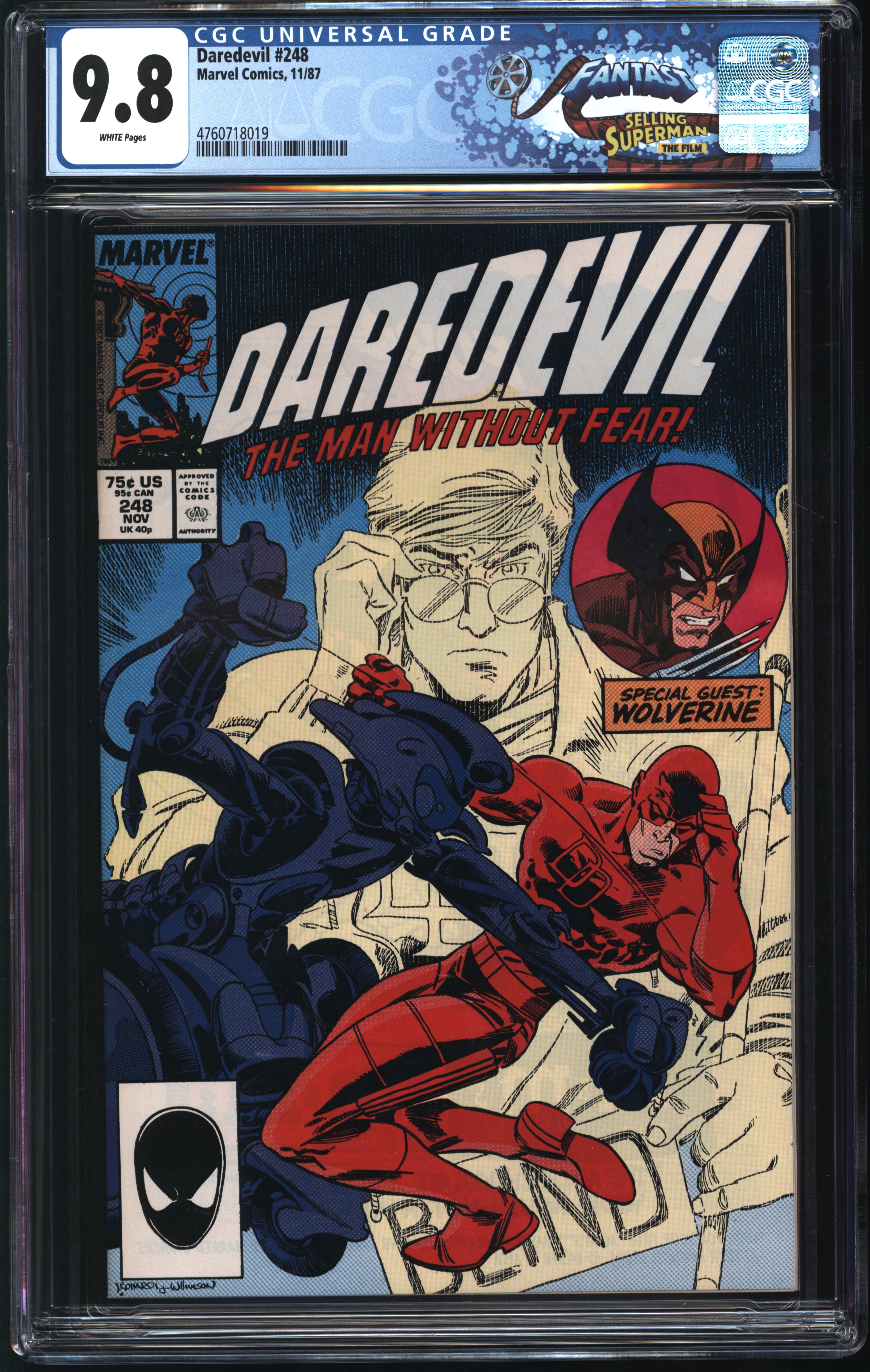 Marvel Comics Daredevil #248 11/87 FANTAST CGC 9.8 White Pages