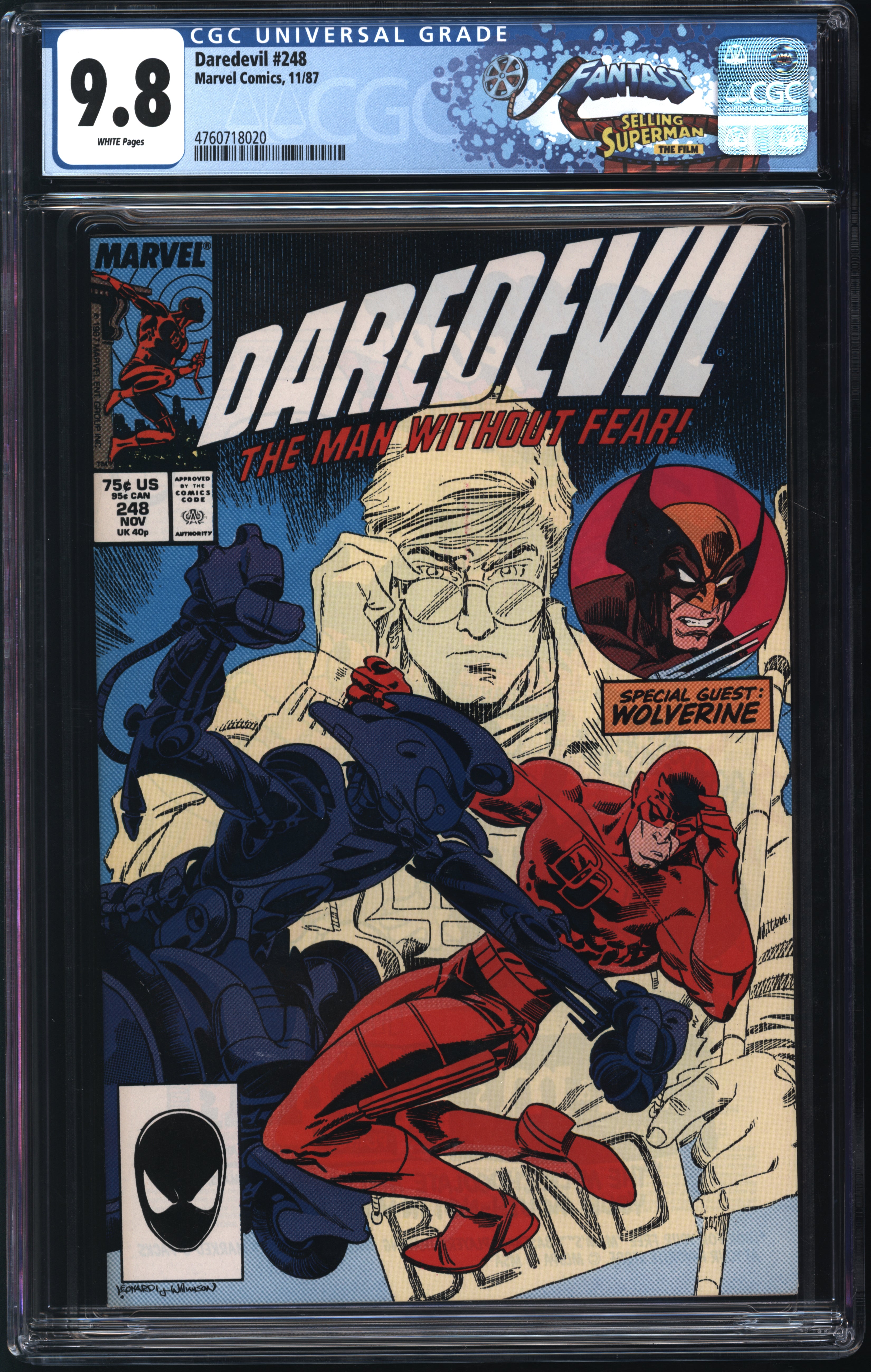 Marvel Comics Daredevil #248 11/87 FANTAST CGC 9.8 White Pages