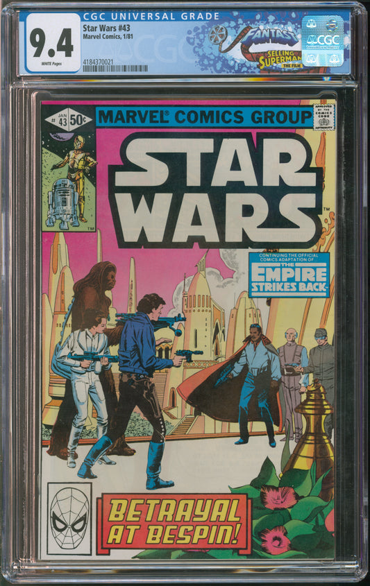 Marvel Comics Star Wars #43 1/83 FANTAST CGC 9.4 White Pages