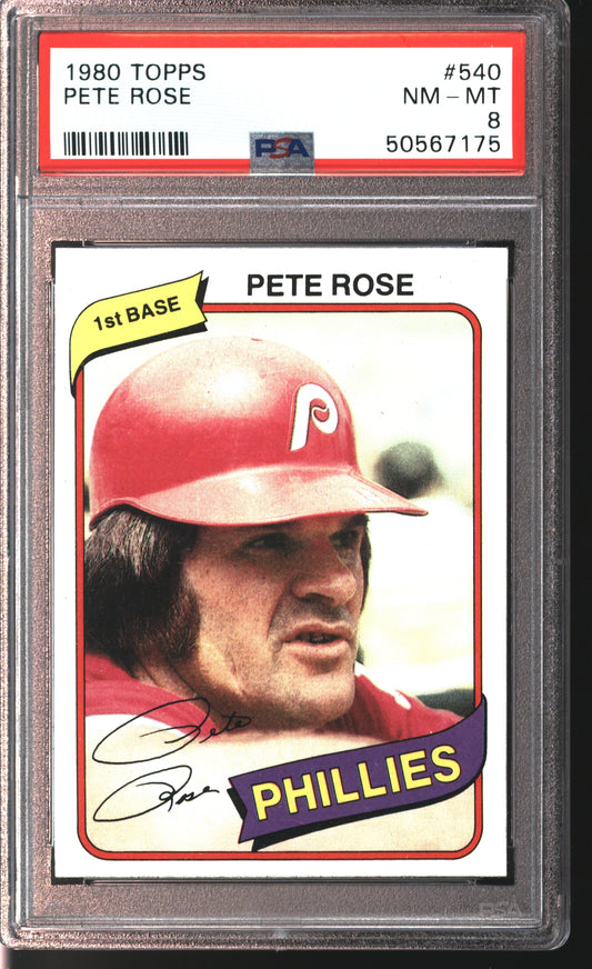 1980 Topps Pete Rose #540 Graded PSA 8